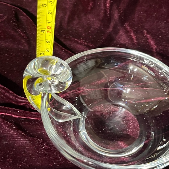 Vintage Crystal 6.6 Inch Heavy Bowl with Snail Handle Candy Olives Nuts - Picture 9 of 9